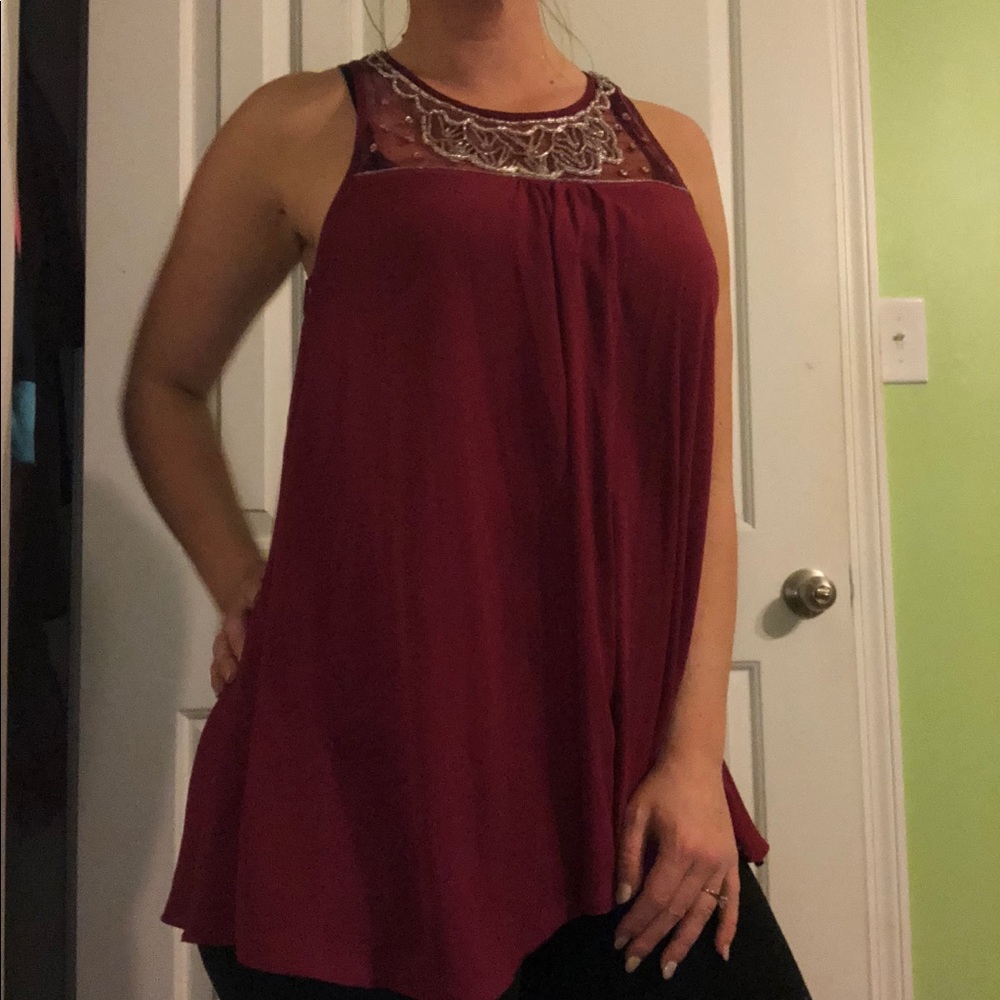 LC sheer top with embellishments